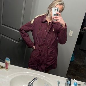 Maroon oversized cute jacket